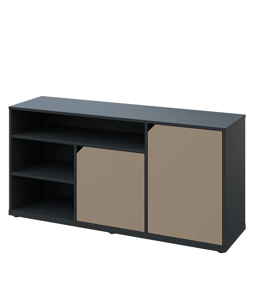 KU2-15DN3 P skříňka nízká 2-dveřová, nika, 740x1522x400, provedení pravé, antracit/latte